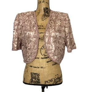 Scala Beaded Blush Pink Cocktail Party Blazer M